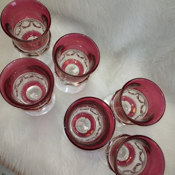 MCM Pressed Glass Goblets. No cracks, some wear, 2 small bubbles - Picture 4 of 12